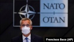 Secretarul general NATO, Jens Stoltenberg, vorbind la sesiunea de urgență a miniștrilor de externe ai NATO la Bruxelles, pe 20 august 2021