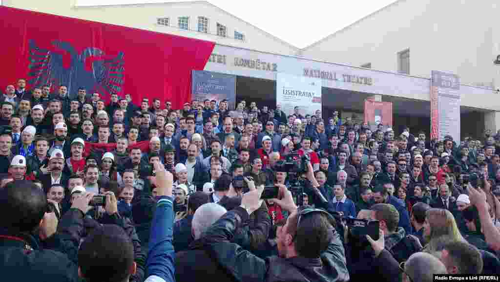 Kosovo Albanians take part in a “Mustache Men” event to honor the whiskered independence leaders of 1912.