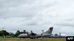 A Myanmar Air Force plane at Dawei Airport on June 8, the day after a military aircraft disappeared off the coast of Launglon, in southern Burma.