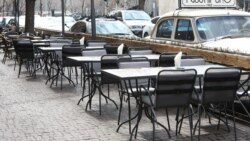 Armenia -- An empty street cafe in Yerevan, March 15, 2020.