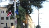 Georgia -- Georgia and EU flags in Zugdidi . 28Mar2017