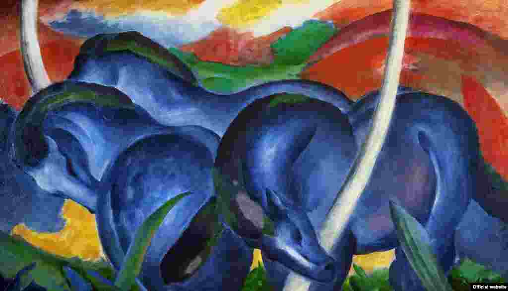 Franz Marc The Large Blue Horses, 1911 Oil on canvas, 105 x 181 cm Collection Walker Art Center, Minneapolis, Gift of the T.B. Walker Foundation, Gilbert M. Walker Fund, 1942