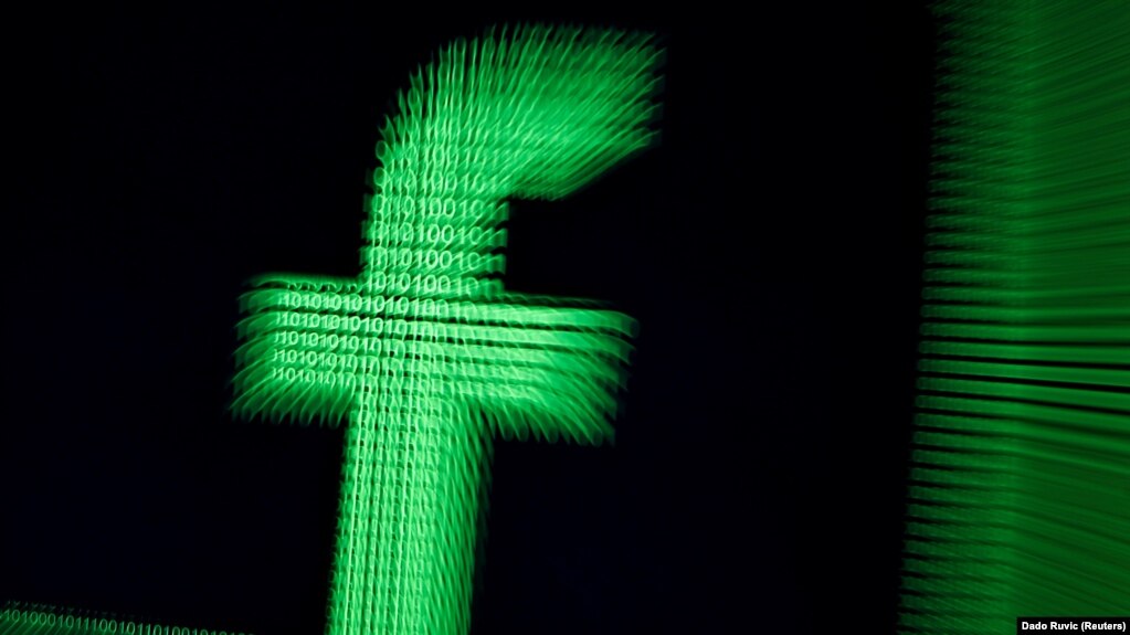 A 3D-printed Facebook logo in binary digits - generic
