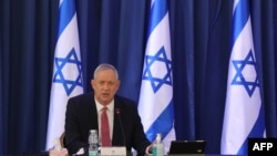 Israeli Defense Minister Benny Gantz, attends the weekly cabinet meeting in Jerusalem on June 21, 2020. 