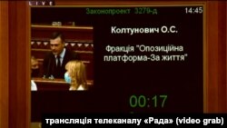 Колтунович оголосив, що фракція ОПЗЖ залишить зал і не буде брати участь у позачерговому засіданні Ради