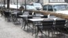 Armenia -- An empty street cafe in Yerevan, March 15, 2020.