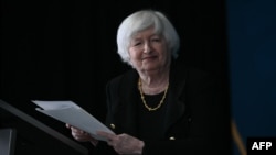 Američka ministarka finansija Janet Yellen na konferenciji tokom sastanka Međunarodnog monetarnog fonda i Svetske banke u Vašingtonu, 22. oktobar 2024.