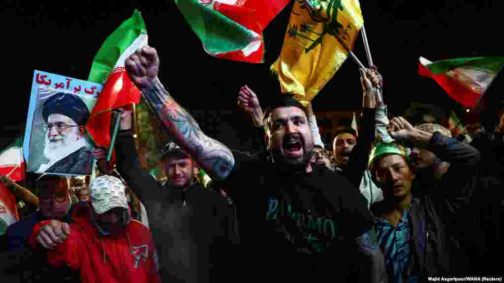 In Tehran, government supporters took to the streets after the two-week cease-fire deal was announced.