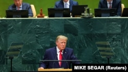 Presidenti amerikan, Donald Trump, gjatë fjalimit në OKB. 