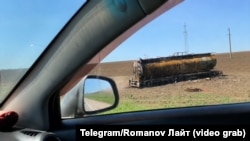 Спалена автоцистерна на трасі в Бердянському районі на окупованій частині Запорізької області