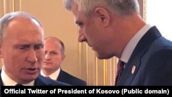 Predsednik Ruske Federacije Vladimir Putin s predsednikom Kosova Hašimom Tačijem u Parizu