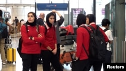 Iranska ženska fudbalska reprezentacija na putu iz Australije nazad za Iran.