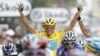 Альберто Контадор празднует победу на "Тур де Франс" 2010 г