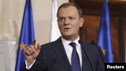 Polish Prime Minister Donald Tusk said he had received information "in the last several hours" suggesting the threat of direct Russian military intervention in Ukraine is "higher than it was several days ago."