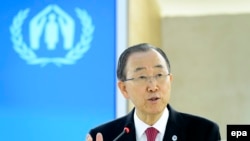 Ban Ki-moon gjatë fjalimit të tij të sotëm në Gjenevë