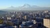 Armenia - A general view of central Yerevan against the backdrop of Mount Ararat, 5Nov2014.