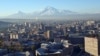 Armenia - A general view of central Yerevan against the backdrop of Mount Ararat, 5Nov2014.