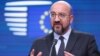 European Council President Charles Michel speaks to reporters at an EU leaders summit in Brussels on March 21. 