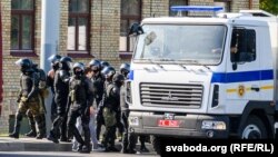 Security forces in Hrodna, Belarus (file photo)