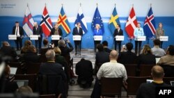 Liderii țărilor nordice alături de președinta Comisiei Europene, Ursula von der Leyen, la cea de a 77-a sesiune a Consiliului Nordic - Stockholm, Suedia, 28 octombrie 2025.