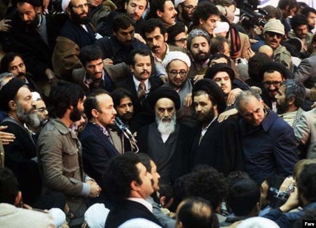 Iran - Ayatollah Ruhollah Khomeini on his return to Tehran from Paris, 01Feb1979.