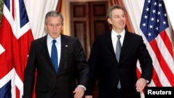 Predsjednk SAD i premijer Velike Britanije, George Bush i Tony Blair, u Briselu, 2005. godine