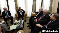 The Netherlands -- President of Armenia Serzh Sarkisian (center) met with the co-chairs of the OSCE Minsk Group, 23 March 2014