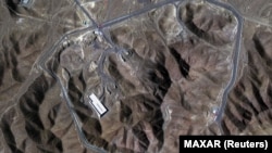 A satellite view shows an overview of Fordow complex, before the US struck the nuclear facility.