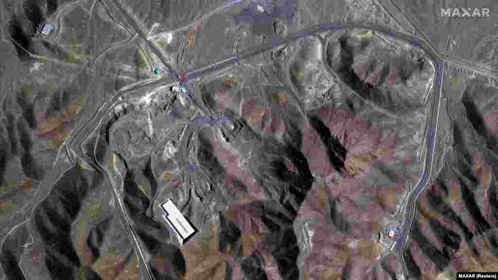 A satellite view of the Fordow underground complex before and after the US struck the nuclear facility near Qom on June 22.