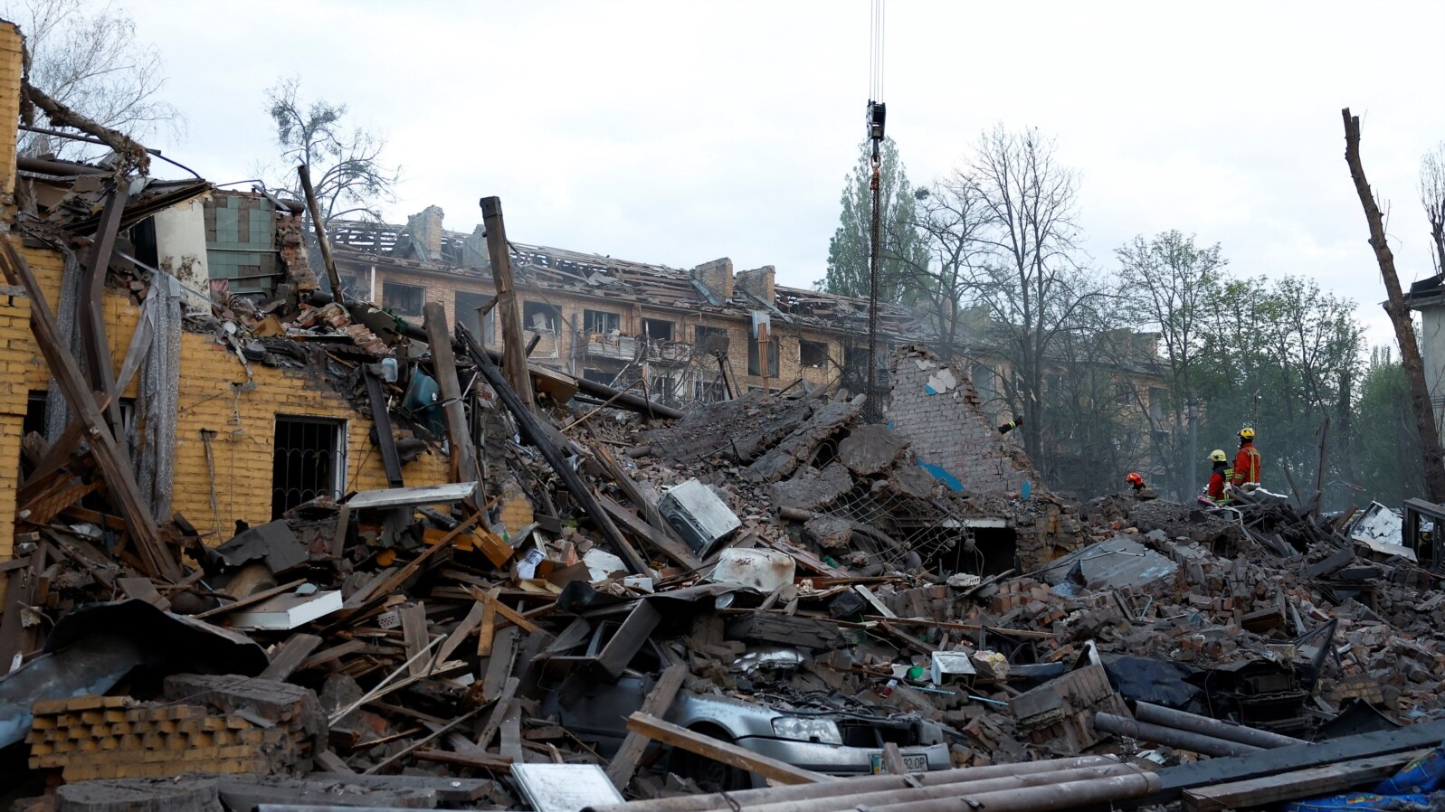 Aftermath of a Russian ballistic missile strike, in Kyiv
