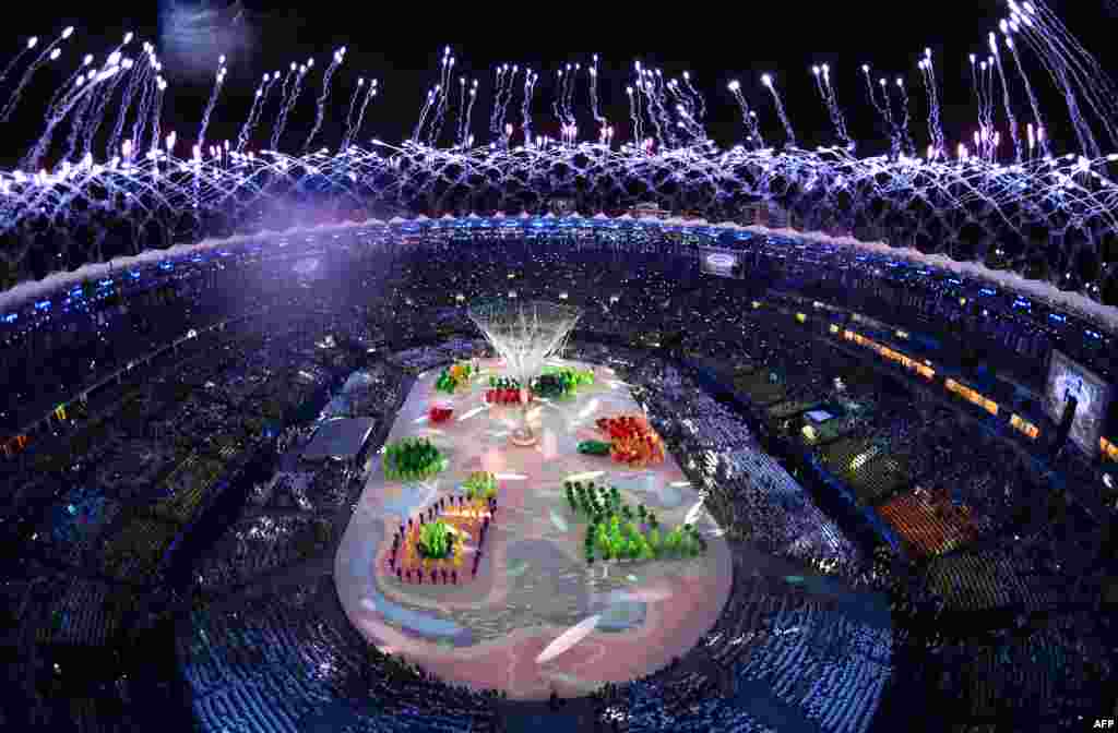 Fireworks over Maracana Stadium