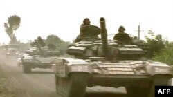 Georgian tanks entering South Ossetia near Tskhinvali on August 8