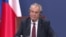 Czech President Milos Zeman at a press conference in Belgrade on September 11. 