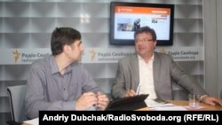 Дмитро Шурхало і Андрій Павловський у студії Радіо Свобода