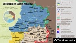 Карта: Ситуация в зоне боевых действий в Донбассе, 27 сентября 2015 года.
