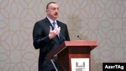 Президент Азербайджана Ильхам Алиев выступает на пленарном заседании 23-й ежегодной сессии ПА ОБСЕ в Баку. 28 июня 2014 года. Иллюстративное фото.