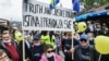 Protesters gather during a rally in Sarajevo on May 30, 2020, to protest against the allegedly high level of corruption in the Bosnian government.
