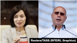 ACUM Coalition's Maia Sandu and former Moldovan Prime Minister Pavel Filip