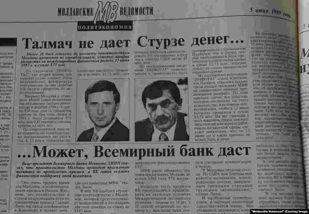 &quot;Moldavskie Vedomosti&quot;, 5 iunie 1999, &quot;Talmaci nu-i dă bani lui Sturza... Poate Banca Mondială îi va da&quot;