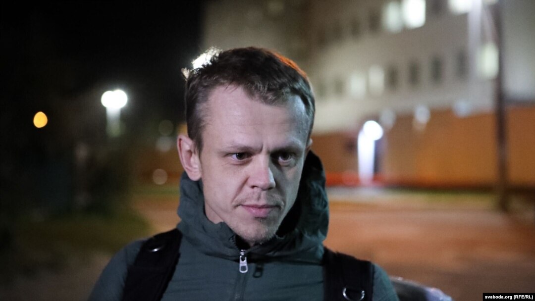 Uładź Hrydzin, după eliberarea sa din detenție, în septembrie 2020 când a mai fost arestat 11 zile. 