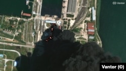 Пожар на нефтебазе в Керчи, аннексированный Крым, 20 июня 2026 года