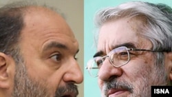 میرحسین موسوی (راست) و عبدالکریم سروش
