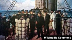 Адмирал Того на броненосце "Микаса". Японская картина (1906)