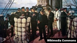 Адмирал Того на броненосце "Микаса". Японская картина (1906)