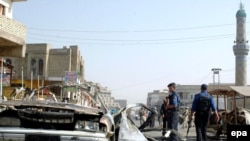 The site of one of the April 6 bomb blasts in Baghdad.