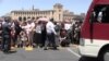 Armenia -- Workers of Nairit chemical plant demonstrate in Yerevan, 4Jun2015