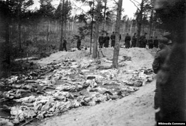 Тела застреленных в Катыни сотрудниками НКВД польских офицеров. Фото 1940 года