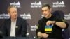 Міністр цифрової трансформації України Михайло Федоров (п) і президент Microsoft Бред Сміт, листопад 2022 року