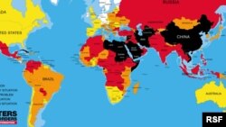 Харитаи вазъи хубу бади озодии матбуот аз нигоҳи Гузоришгарони бидуни марз