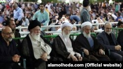 Iranian Conservative Clerics Ahmad Alamolhoda (2nd L), Ahmad Emami Kashani (C) and Kazem Sedighi (2nd R), in a gathering in Mashhad, undated.